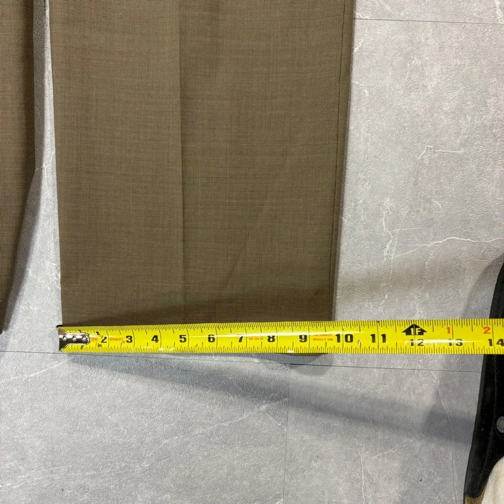 Stafford Washable Wardrobe Mens Pleated Dress Pants Brown Wool Blend 38x30